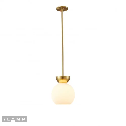 Светильник подвесной Mono P6079-1 GD+WH iLamp белый 1 лампа, основание золотое в стиле современный  фото 2