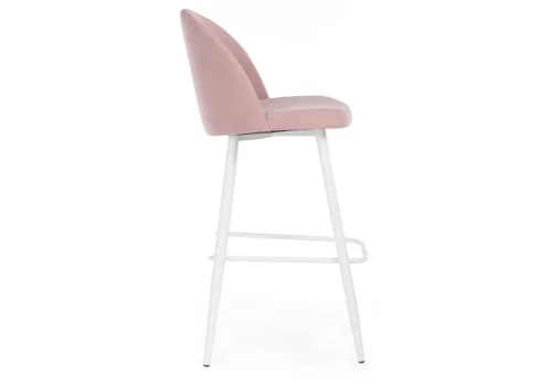 Барный стул Сондре пыльно-розовый / белый 464888 Woodville, розовый/велюр, ножки/металл/белый, размеры - ****500*600 фото 3