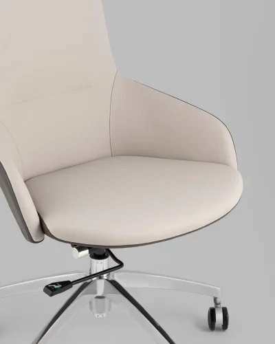 Кресло офисное TopChairs Soulo, бежевый, серый УТ000039420 Stool Group, бежевый/экокожа, ножки/металл/хром, размеры - *1005**** фото 7