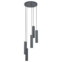 Светильник подвесной Mentalona 39823 Eglo чёрный серый 5 ламп, основание чёрное в стиле современный каскад трубочки