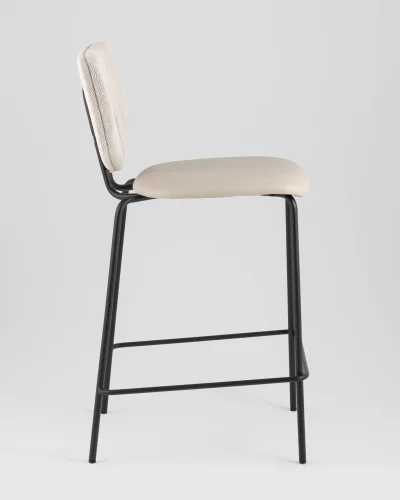 Стул полубарный Masey, бежевый, с бежевой экокожей УТ000039582 Stool Group, бежевый/рогожка, ножки/металл/чёрный, размеры - ***** фото 3