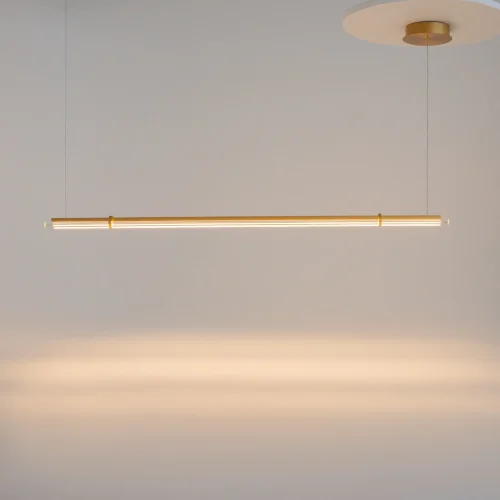 Светильник подвесной LED Plume MOD340PL-L28BS3K Maytoni прозрачный на 1 лампу, основание латунь в стиле современный минимализм линейный фото 11