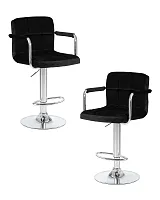Стул барный набор 2 шт. SET-2 5011-LM KRUGER ARM, цвет сиденья черный велюр (MJ9-101), цвет основания хромированная сталь Dobrin, /велюр, ножки/металл/хром, размеры - 920*1130***515*490