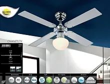 Вентилятор потолочный CHAMPION 0330 Globo в стиле современный, цвет основания / лопастей хром