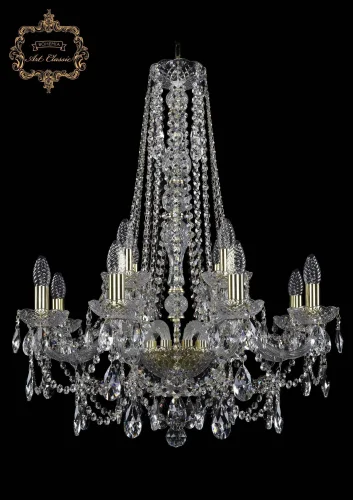 Люстра подвесная хрустальная 11.25.8+4.220.h-80.Gd.Sp Bohemia Art Classic прозрачная на 12 ламп, основание золотое в стиле классический 