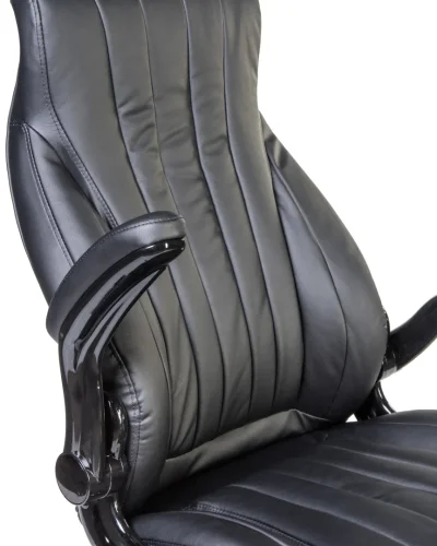 Офисное кресло для руководителей 112B-LMR WARREN, цвет чёрный Dobrin, чёрный/экокожа, ножки/металл/чёрный, размеры - 1140*1210***720*810 фото 8