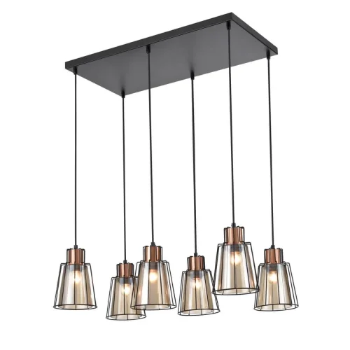 Светильник подвесной Carisma VL6462P06 Vele Luce янтарный чёрный на 6 ламп, основание чёрное в стиле лофт 