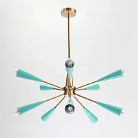 Люстра подвесная TURQUOISE 102159-26 ImperiumLoft бирюзовая на 10 ламп, основание золотое в стиле современный 