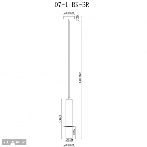 Светильник подвесной Lofty 10705-1 BK-BR iLamp чёрный 1 лампа, основание латунь в стиле современный  фото 2
