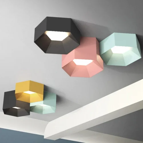 Светильник потолочный HEXAGON A 101669-26 ImperiumLoft зелёный на 3 лампы, основание зелёное в стиле современный фото 7