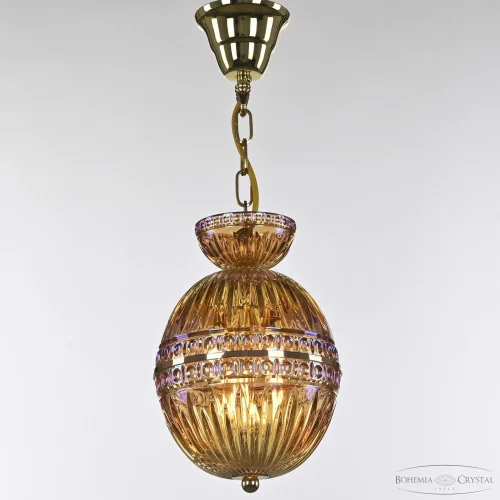 Светильник подвесной 5480/18 G Shampan/M-1G Bohemia Ivele Crystal янтарный 3 лампы, основание золотое в стиле классический  фото 5