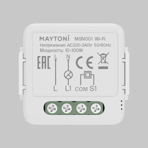 Wi-Fi выключатель одноканальный (без нуля) MSN001 Maytoni белый на 1 , основание белое в стиле фото 4