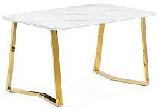 Керамический стол Селена 1 140х80х77 белый мрамор / золото 571411 Woodville столешница белая из керамика