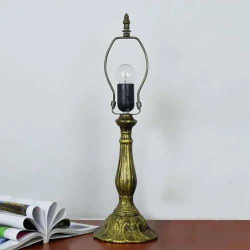 Настольная лампа Тиффани European OFT817 Tiffany Lighting бежевая 1 лампа, основание бронзовое коричневое металл в стиле тиффани орнамент фото 3