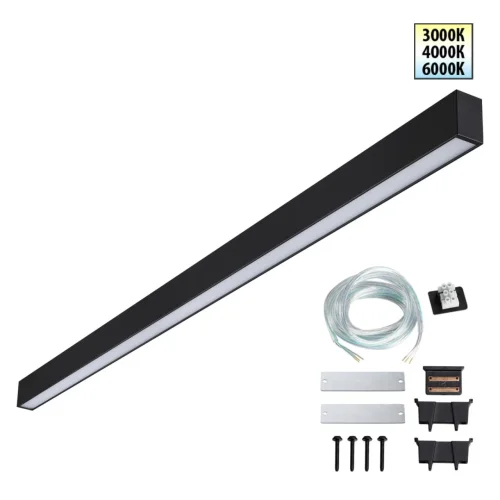 Светильник линейный светодиодный модульный с переключателем цветовой темперетуры Fatto 359605 Novotech чёрный на 1 лампу, основание чёрное в стиле современный хай-тек 