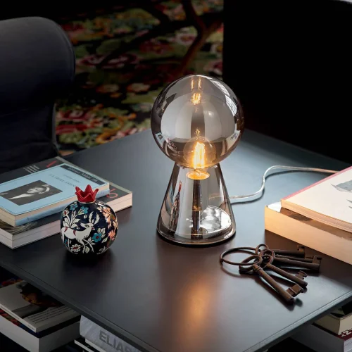 Настольная лампа BIRILLO TL1 SMALL FUME Ideal Lux хром прозрачная на 1 лампу, основание прозрачное хром стекло металл в стиле современный фото 2