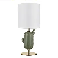 Настольная лампа Cactus 5425/1TA Odeon Light белая на 1 лампу, основание золотое зелёное керамика металл в стиле флористика современный 
