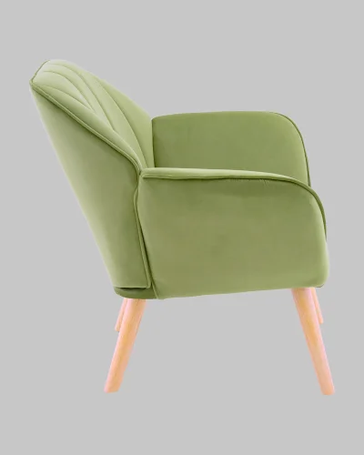 Кресло Руди травяной УТ000040116 Stool Group, зелёный/велюр, ножки/массив гевеи/бежевый коричневый, размеры - *750****мм фото 4