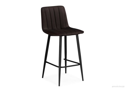 Полубарный стул Дани коричневый / черный 576463 Woodville, коричневый/велюр, ножки/металл/чёрный, размеры - ****420*480