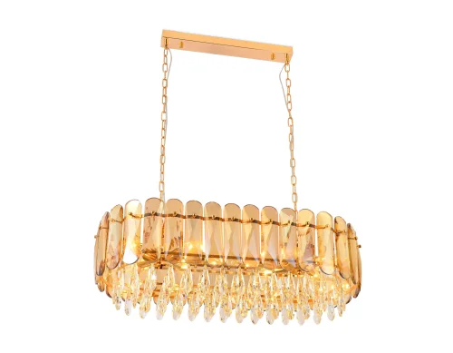 Люстра подвесная TR5074 Ambrella light янтарная на 8 ламп, основание золотое в стиле современный классический  фото 4