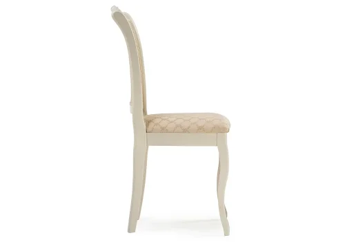Деревянный стул Луиджи молочный / бежевый 450683 Woodville, бежевый/ткань, ножки/массив березы дерево/молочный, размеры - ****440*550 фото 3