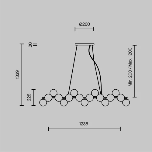 Люстра подвесная Dallas MOD547PL-25G Maytoni янтарная бежевая прозрачная на 25 ламп, основание золотое в стиле современный шар фото 2