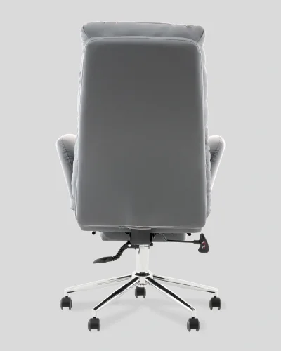 Кресло руководителя TopChairs Solid с оттоманкой, серый УТ000040807 Stool Group, серый/экокожа, ножки/металл/хром, размеры - 1200*1280**** фото 4