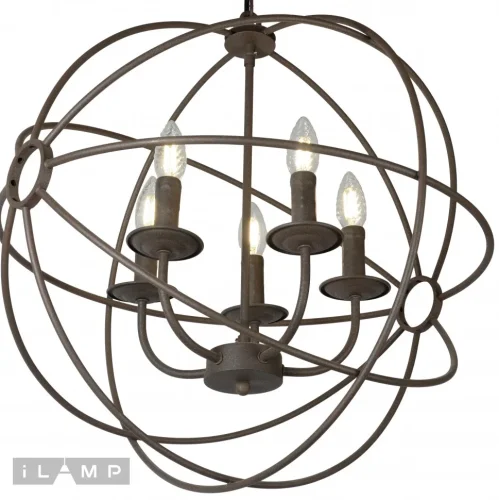 Люстра подвесная Balance Loft 213-5 iLamp чёрная на 5 ламп, основание коричневое в стиле лофт американский современный  фото 3