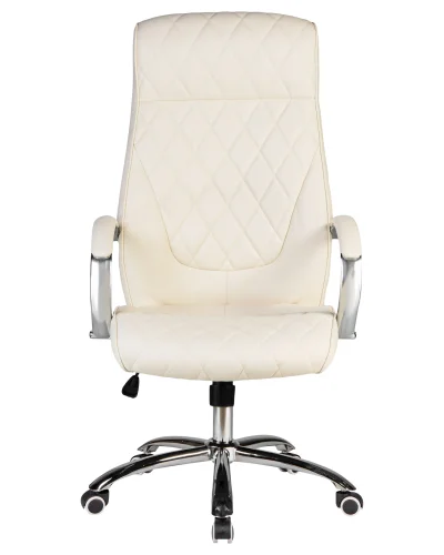 Офисное кресло для руководителей 117B-LMR BENJAMIN, цвет кремовый Dobrin, кремовый/экокожа, ножки/металл/хром, размеры - 1200*1270***670*670 фото 6