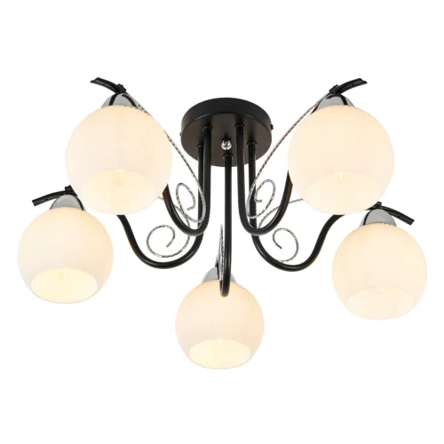 Люстра потолочная Daniella MR1570-5C MyFar белая на 5 ламп, основание чёрное в стиле современный шар фото 2