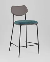 Стул полубарный Casey, темно-бирюзовый, с серой экокожей УТ000039578 Stool Group, бирюзовый/рогожка, ножки/металл/чёрный, размеры - *****