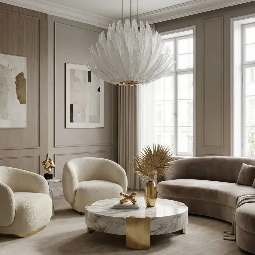 Люстра подвесная LED Deltoro CL327150 Citilux прозрачная на 1 лампу, основание золотое в стиле современный флористика арт-деко фото 9