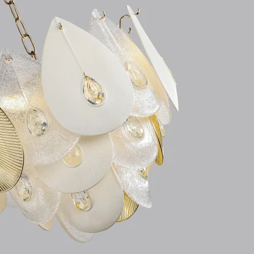 Люстра подвесная Cabochon 5050/11 Odeon Light золотая прозрачная белая на 11 ламп, основание золотое в стиле современный флористика  фото 5