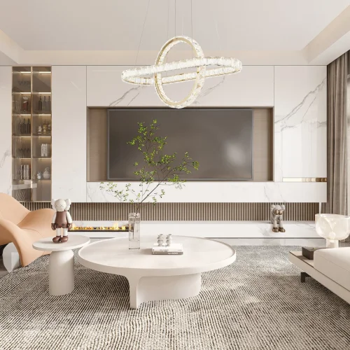 Люстра подвесная LED с пультом AM-Venezia 311311/L800 GD Arte Milano прозрачная на 1 лампу, основание золотое в стиле современный кольца с пультом фото 12