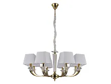 Люстра подвесная 11408/C gold Newport белая на 8 ламп, основание прозрачное в стиле классика модерн американский 