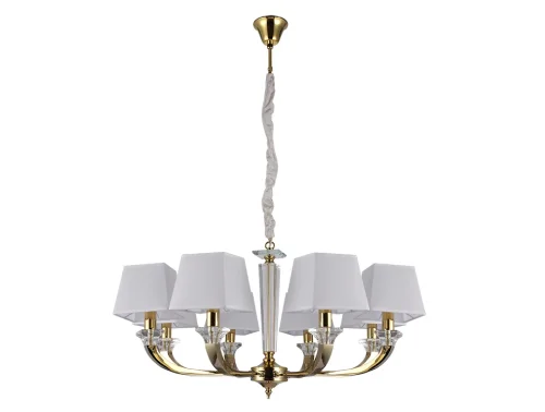 Люстра подвесная 11408/C gold Newport белая на 8 ламп, основание прозрачное в стиле американский современный классический 