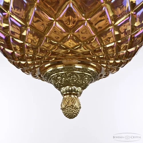 Светильник подвесной 5680/22 G Shampan/M-1F Bohemia Ivele Crystal янтарный 3 лампы, основание золотое в стиле классический  фото 6