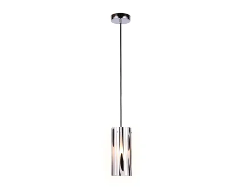 Светильник подвесной TR3589 Ambrella light серый чёрный на 1 лампу, основание хром в стиле хай-тек современный трубочки фото 4