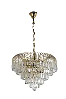 Люстра хрустальная подвесная Sabina E 1.5.46.100 G Arti Lampadari прозрачная на 8 ламп, основание золотое в стиле классический 