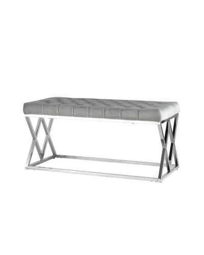 Банкетка-скамейка ИНСИГНИЯ, вельвет серый, сталь серебро УТ000001876 Stool Group на 1 , основание в стиле 