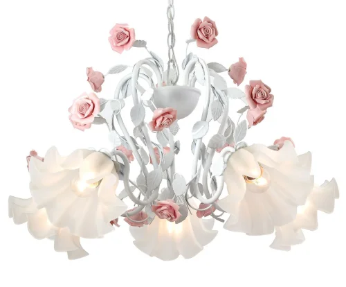 Люстра подвесная Fiori di rose 111.5 Lucia Tucci белая на 5 ламп, основание белое в стиле прованс флористика 