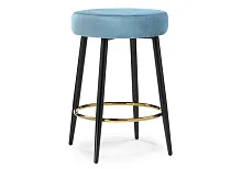 Барный стул Plato blue 15738 Woodville, голубой/велюр, ножки/металл/чёрный, размеры - *****