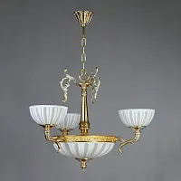 Люстра подвесная  VALENCIA 02227/3 WP AMBIENTE by BRIZZI белая на 6 ламп, основание бронзовое в стиле классический 