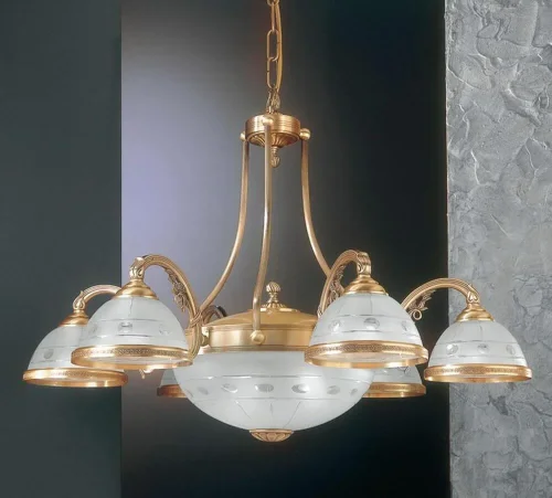 Люстра подвесная  L 3840/6+2 Reccagni Angelo белая на 8 ламп, основание античное бронза в стиле классический 