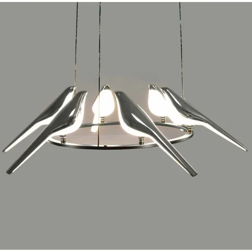 Люстра подвесная LED Astor APL.822.13.60 Aployt белая хром на 1 лампу, основание хром в стиле современный птички