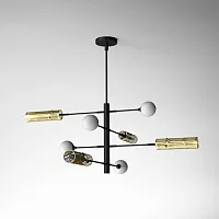 Люстра на штанге SWAY D116 8 lamps 203589-26 ImperiumLoft белая на 12 ламп, основание чёрное в стиле современный 