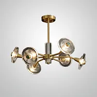 Люстра потолочная JANICA L6 Brass 193527-23 ImperiumLoft прозрачная на 6 ламп, основание латунь в стиле современный 