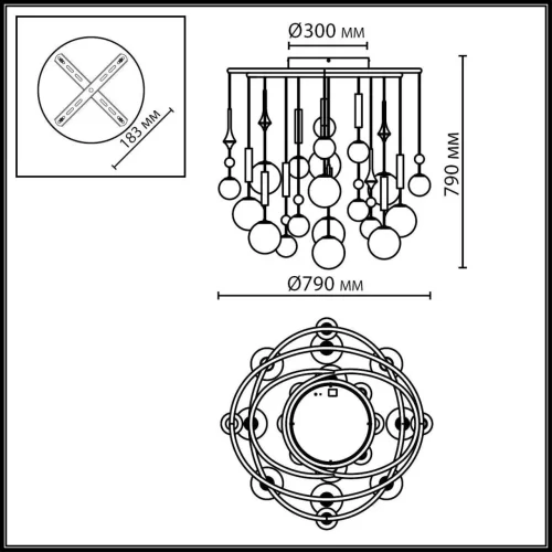 Люстра подвесная Callisto 5457/21C Odeon Light белая коричневая на 20 ламп, основание золотое в стиле современный арт-деко шар фото 2