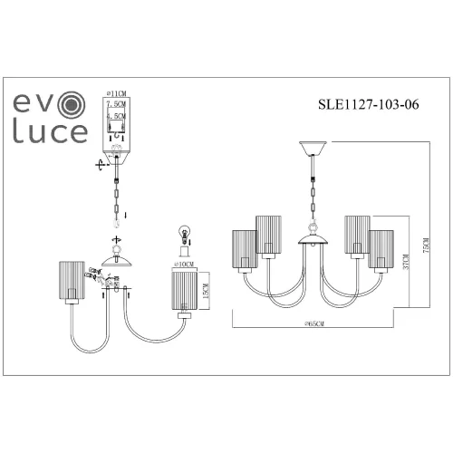 Люстра подвесная Tilda SLE1127-103-06 Evoluce прозрачная на 6 ламп, основание хром в стиле современный  фото 4