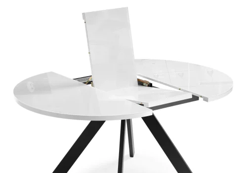 Стеклянный стол Веллор 120(160)х120х75 белый / черный 502178 Woodville столешница белая из стекло фото 5